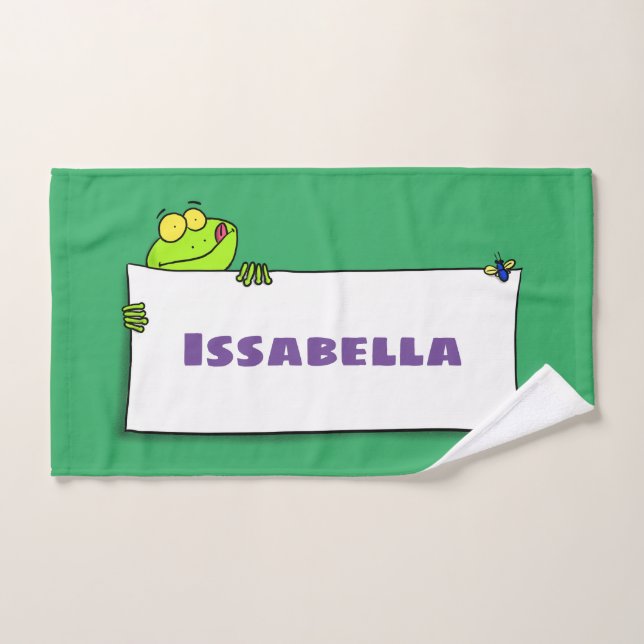 Niedlicher Froschsigne Cartoon Abbildung Badhandtuch Set (Handtuch)