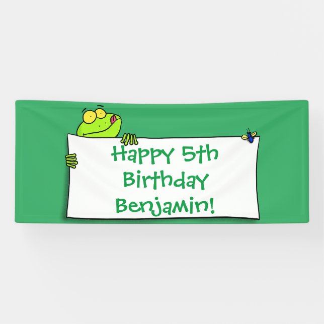 Niedlicher Froschsigne Cartoon Abbildung Banner (Horizontal)