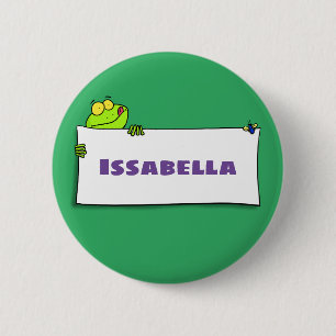 Niedlicher Froschsigne Cartoon Abbildung Button