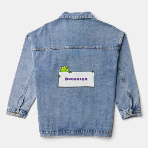 Niedlicher Froschsigne Cartoon Abbildung Jeansjacke