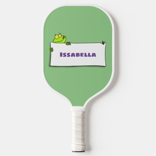 Niedlicher Froschsigne Cartoon Abbildung Pickleball Schläger (Vorderseite)