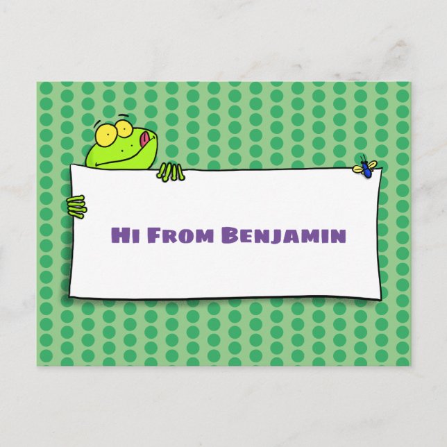 Niedlicher Froschsigne Cartoon Abbildung Postkarte (Vorderseite)