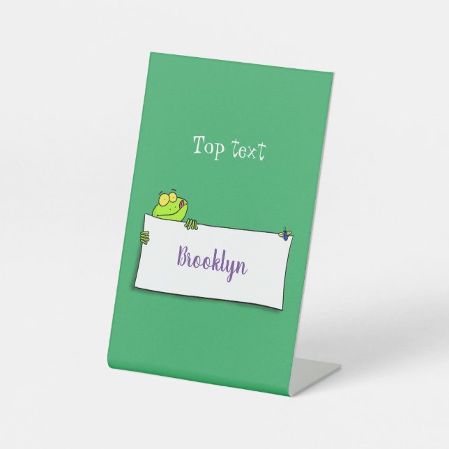 Niedlicher Froschsigne Cartoon Abbildung Sockelschild (Vorderseite)