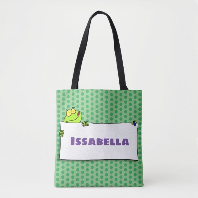 Niedlicher Froschsigne Cartoon Abbildung Tasche (Vorderseite)