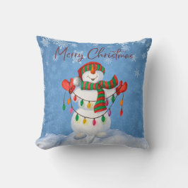 Niedlicher Frosty Snowman Holt Weihnachtslicht Kissen