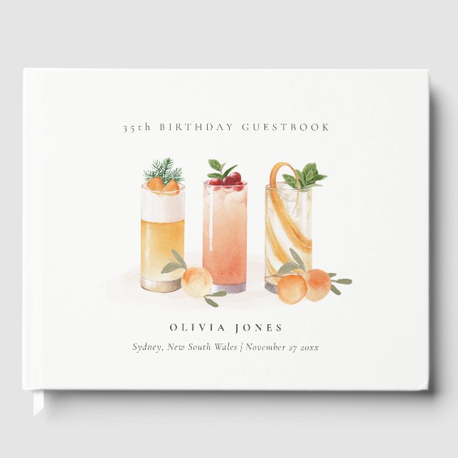 Niedlicher Fruchtcocktail Blush Orange jeden Gebur Gästebuch (Vorderseite)
