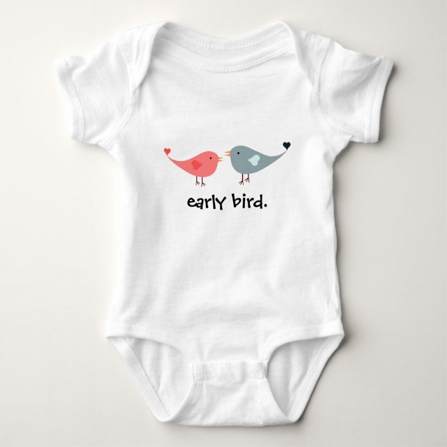 niedlicher Frühgeburtenanzug mit Vogel-Cartoon. Baby Strampler (Vorderseite)
