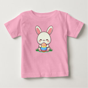 Niedlicher Frühjahr/Osterhase mit Ei Baby T-shirt