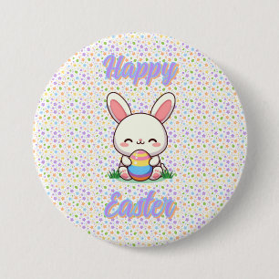Niedlicher Frühjahr/Osterhase mit Ei Button
