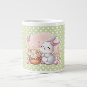 Niedlicher Frühjahr/Osterhase mit Ei Jumbo-Tasse
