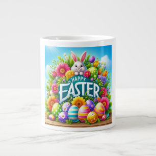 Niedlicher Frühjahr/Osterhase mit Ei Jumbo-Tasse
