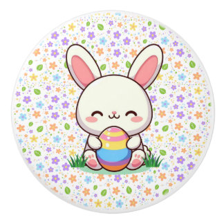 Niedlicher Frühjahr/Osterhase mit Ei Keramikknauf