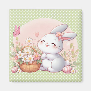 Niedlicher Frühjahr/Osterhase mit Ei Magnet