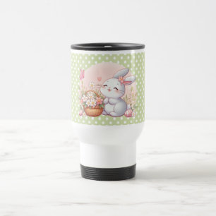 Niedlicher Frühjahr/Osterhase mit Ei Reisebecher