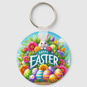 Niedlicher Frühjahr/Osterhase mit Ei Schlüsselanhänger