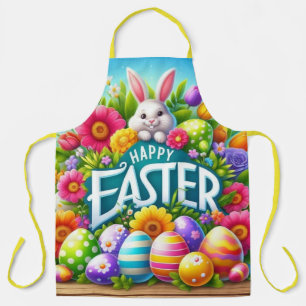 Niedlicher Frühjahr/Osterhase mit Ei Schürze