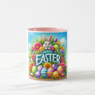 Niedlicher Frühjahr/Osterhase mit Ei Tasse