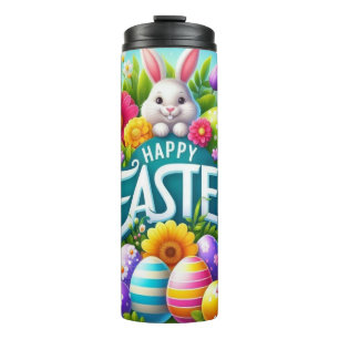 Niedlicher Frühjahr/Osterhase mit Ei Thermosbecher