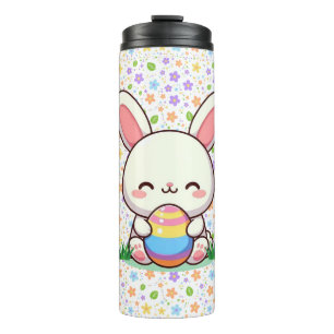 Niedlicher Frühjahr/Osterhase mit Ei Thermosbecher