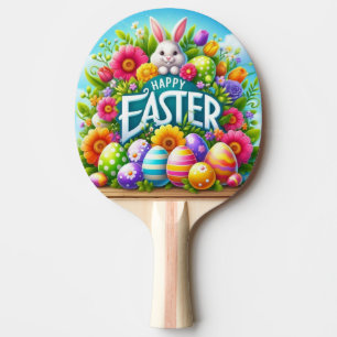 Niedlicher Frühjahr/Osterhase mit Ei Tischtennis Schläger