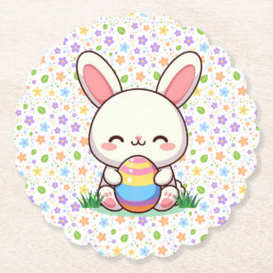 Niedlicher Frühjahr/Osterhase mit Ei Untersetzer