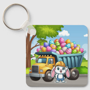 Niedlicher Frühjahr/Osterhasen-Müllwagen Schlüsselanhänger