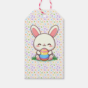 Niedlicher Frühling/Osterhase mit Ei Geschenkanhänger