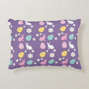 Niedlicher Frühling Ostern Bunny Floral Muster Ei Dekokissen