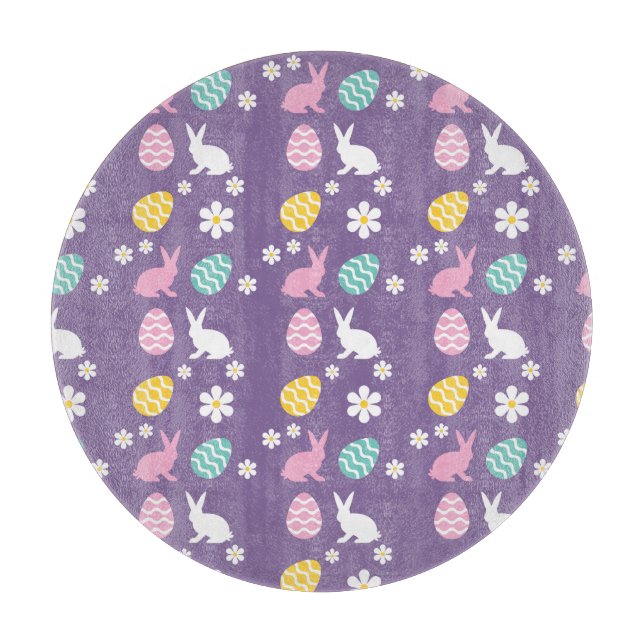 Niedlicher Frühling Ostern Bunny Floral Muster Ei  Schneidebrett (Vorderseite)