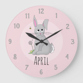Niedlicher Frühling Ostern Bunny Rabbit Name Kids  Große Wanduhr
