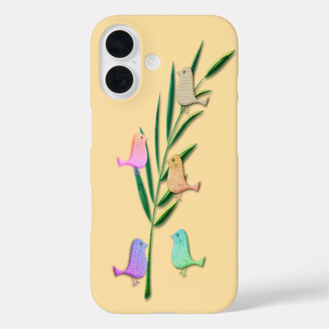 Niedlicher Frühling Sommerpaare Vögel iPhone 16 Hülle (Rückseite)