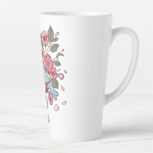 Niedlicher Frühlingsblaue Vogel & Kirschblüten-Aqu Milchtasse
