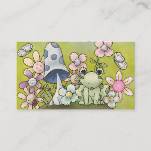 Niedlicher Frühlingsentwurf mit Tieren und Blumen Visitenkarte