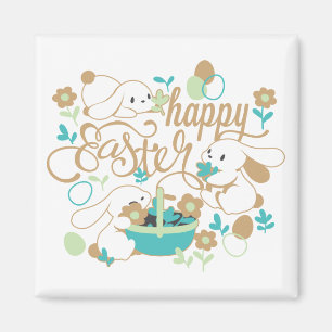 Niedlicher Frühlingshunny und Ostergarten Magnet