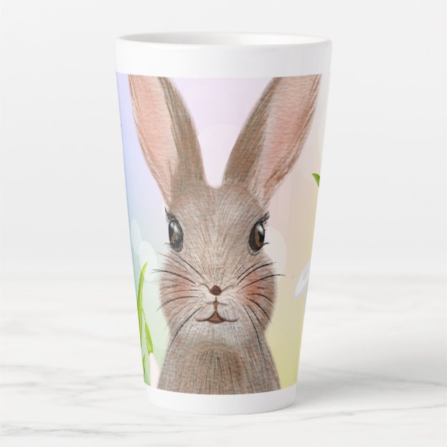 Niedlicher Frühlingswasserfarbe Kaninchen Latte Ta Milchtasse (Vorderseite)