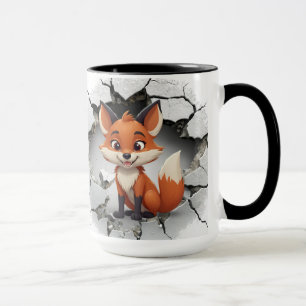 Niedlicher Fuchs, der aus einer geknackten Wand ko Tasse