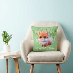 Niedlicher Fuchs, der Waldtiere zeichne, Waldfreun Kissen