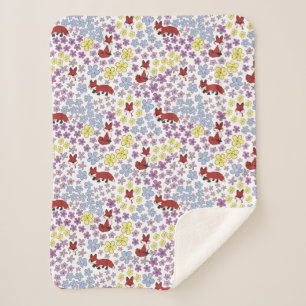 Niedlicher Fuchs Farbige Whimsische Wildblumen Bab Sherpadecke