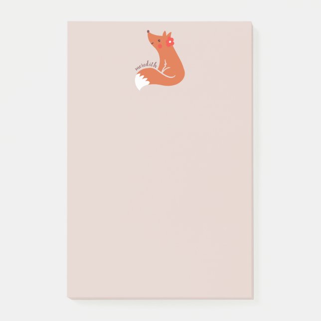 Niedlicher Fuchs mit Blume Post-it Klebezettel (Vorderseite)