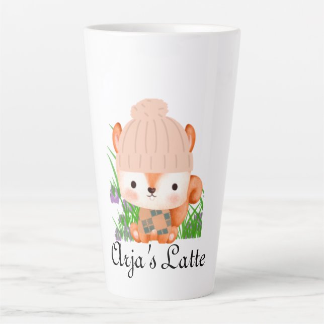 Niedlicher Fuchs mit erdgeschliffenen Blume und La Milchtasse (Vorderseite)