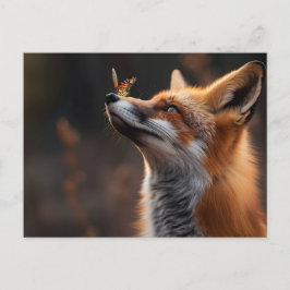 Niedlicher Fuchs mit Schmetterling auf der Nase Postkarte