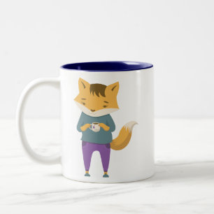 Niedlicher Fuchs mit Tasse Tee