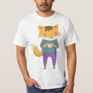 Niedlicher Fuchs mit Tasse Tee