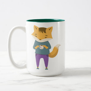Niedlicher Fuchs mit Tasse Tee