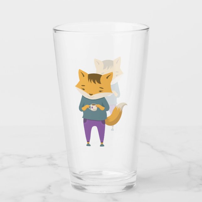 Niedlicher Fuchs mit Tasse Tee (Vorderseite)