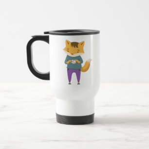Niedlicher Fuchs mit Tasse Tee