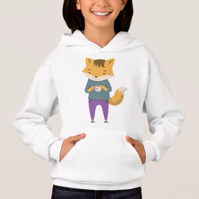 Niedlicher Fuchs mit Tasse Tee (Vorderseite)