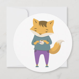 Niedlicher Fuchs mit Tasse Tee Ankündigung