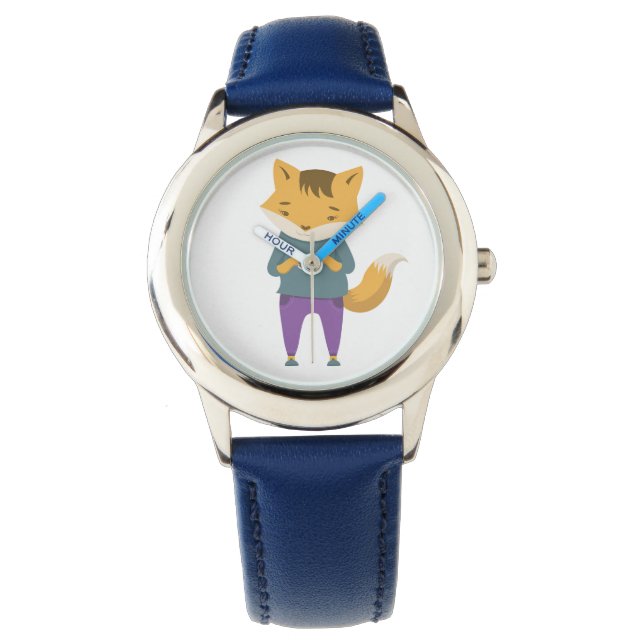 Niedlicher Fuchs mit Tasse Tee Armbanduhr (Vorderseite)