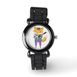Niedlicher Fuchs mit Tasse Tee Armbanduhr